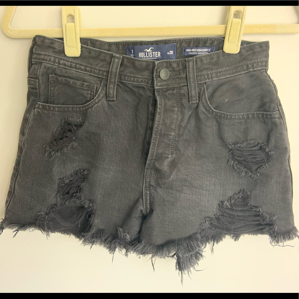 Hollister distressed black high rise shorts